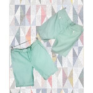 Vintage 90s Y2K Ralph Lauren Suffield Fit Green White Seersucker Shorts Size 32